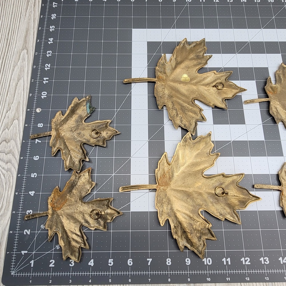 Lot of 6 Brass Maple Leaf Wall Decor Gold Tone Leaves Mid Century Modern MCM Vtg - Picture 12 of 13